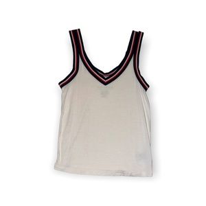 American Eagle White Tank Top w/ Striped Straps, Size XS